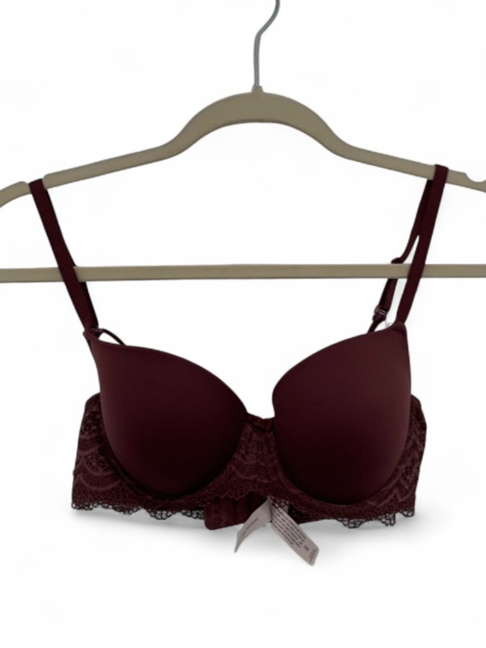 Auden Daydream Lace Trim Bra in Burgundy